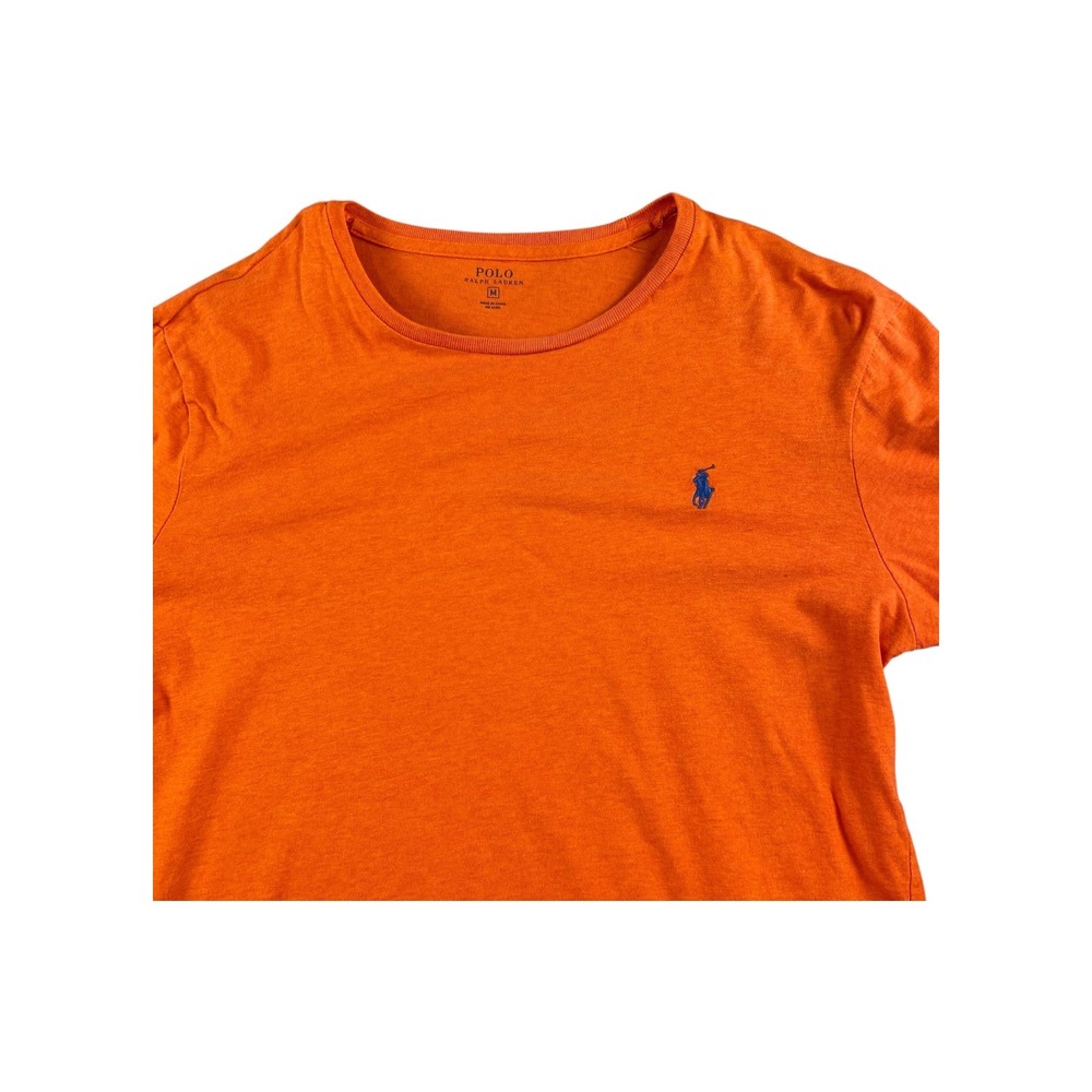 Polo Ralph Lauren Long Sleeve T Shirt Orange Crew‎ Neck Pony Logo Size Medium